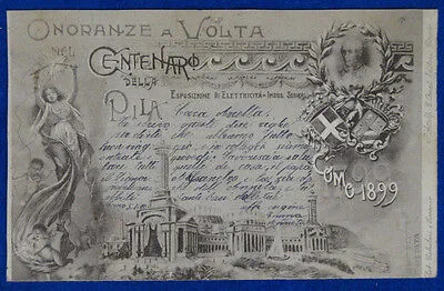 COMO 1899 ONORANZE A VOLTA CENTENARIO DELLA PILA viaggiata 1900 f/p #19202