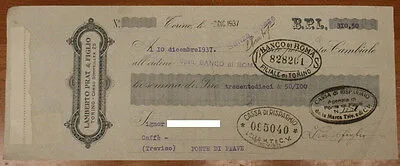 LAMBERTO PRAT & FIGLIO CAMBIALE DA 310,5 LIRE TORINO 1937 #F229