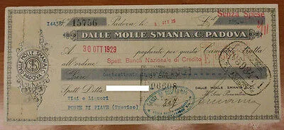 DALLE MOLLE SMANIA & C. PADOVA CAMBIALE DA 185 LIRE PADOVA 1929 #F211