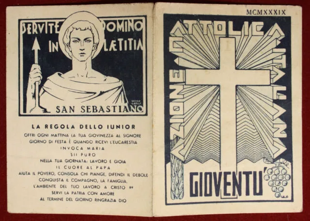 Tessera Azione Cattolica Italiana Gioventù 1939 VILLAFRANCA (VR) #T408