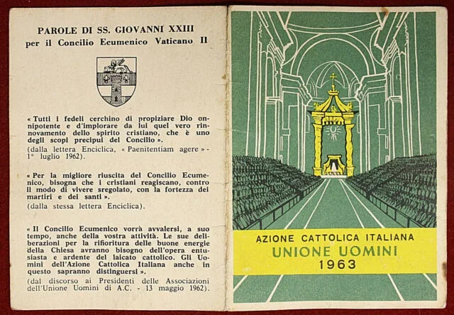 Tessera Azione Cattolica Italiana Unione Uomini 1963 GUIDIZZOLO (MN) #T376