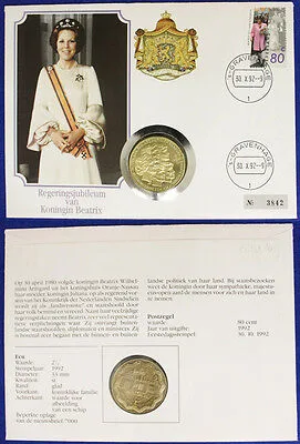 Busta Numismatica OLANDA  Ecu 1992 Famiglia Reale + Francobollo #31