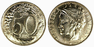 50 LIRE 1999 Italia Turrita REPUBBLICA ITALIANA da rotolino £49