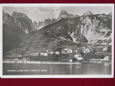 MOLVENO con il Gruppo di Brenta,Panorama,no viaggiata, lucida,anni 30,f/p #1100
