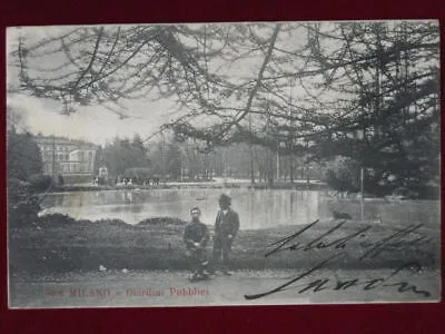 MILANO Giardini Pubblici animata viaggiata 1905 f/p #1347