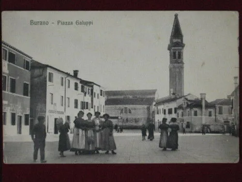 BURANO Piazza Galuppi no viaggiata animata anni 20 #2933