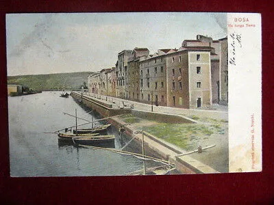 BOSA via Lungo Temo  viaggiata barche 1905 f/p #10787