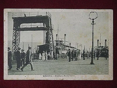 MESSINA STAZIONE FERRY BOATS ANNI 20 VIAGGIATA #6530