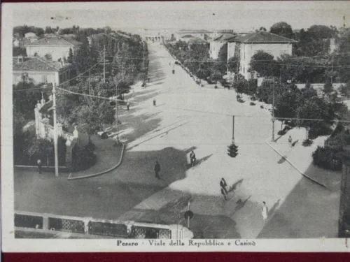 PESARO Viale Repubblica e Casinò viaggiata anni 40 #2372