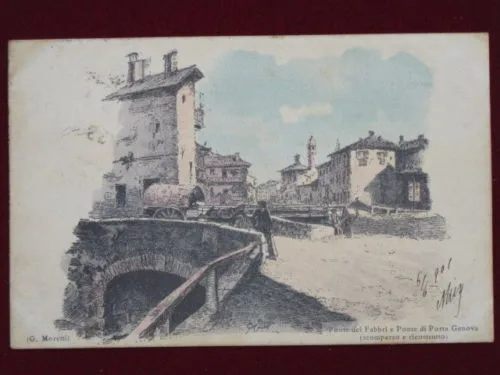 MILANO PONTE DEI FABBRI INIZI 900 VIAGGIATA #1959