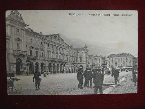 AOSTA Piazza Carlo Alberto viaggiata animata anni 10 #10796