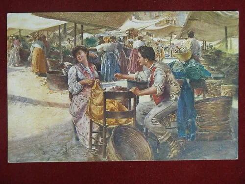 illustrata DAINI al Mercato non  viaggiata anni 20 #9079