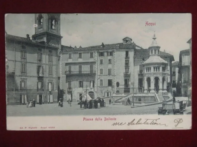 Acqui Piazza della Bollente anni 10 viaggiata animata #12122