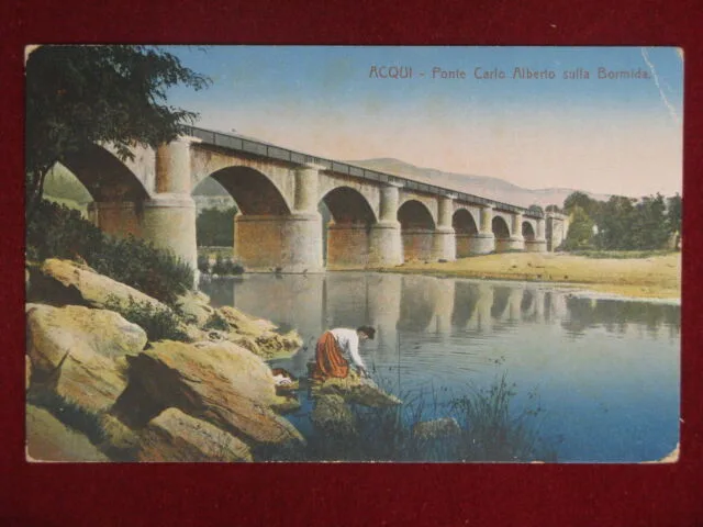 Acqui Ponte Carlo Alberto anni 10 viaggiata animata #12130