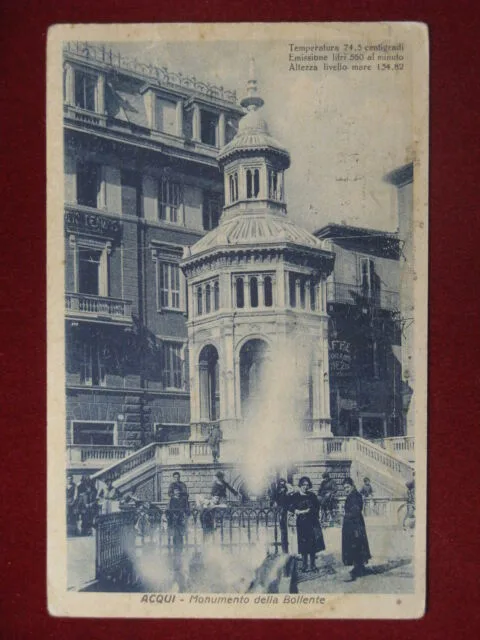 Acqui Monumento della Bollente anni 30 viaggiata animata #12213
