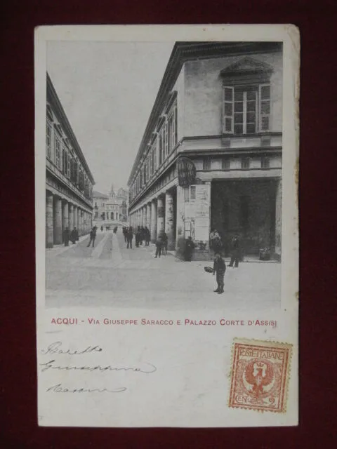 Acqui Via Giuseppe Saracco Palazzo Corte d’Assisi “900 viaggiata animata #12242