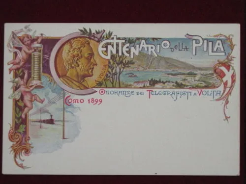 ILLUSTRATA COMO 1899 CENTENARIO PILA Onoranze Telegrafisti a Volta NON VIAGGIATA #1949