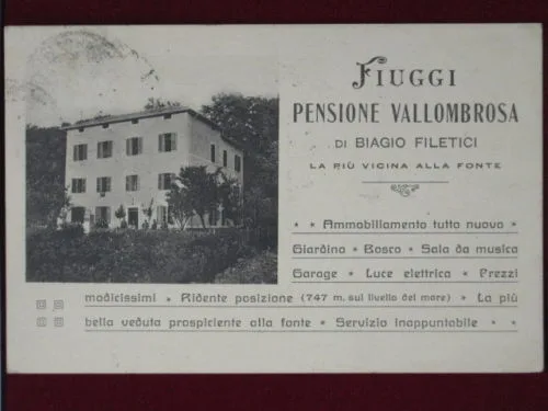 FIUGGI Pensione Vallombrosa viaggiata anni 10 #2397
