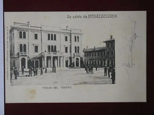 UN SALUTO DA MONTEBELLUNA PIAZZA DEL TEATRO ANIMATA “900 viaggiata #3255