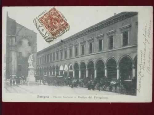 Bologna Piazza Galvani bella carrozze viaggiata primi 900 #2305