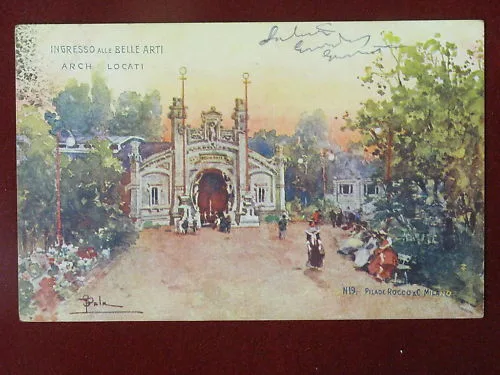 ILLUSTRATA MILANO EXPO 1906 Ingresso Belle Arti viaggiata #3106