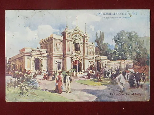 ILLUSTRATA MILANO EXPO 1906 Industrie Seriche viaggiata #3108