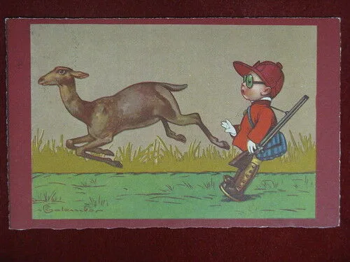 illustrata COLOMBO Piccolo Cacciatore viaggiata anni 10 #10444