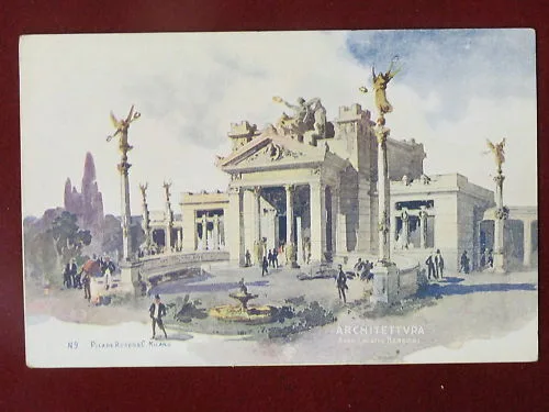 ILLUSTRATA MILANO EXPO 1906 ARCHITETTURA non viaggiata #3103