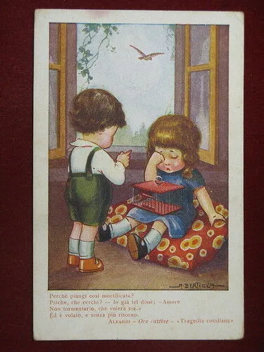 illustrata BERTIGLIA Bimbi non viaggiata anni 10 #10440