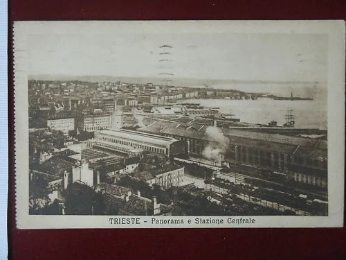 TRIESTE Panorama e Stazione Centrale viaggiata anni 30 #5773