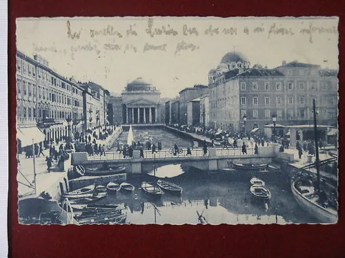TRIESTE Nuovo Ponte Rosso viaggiata anni 30 animata #5774