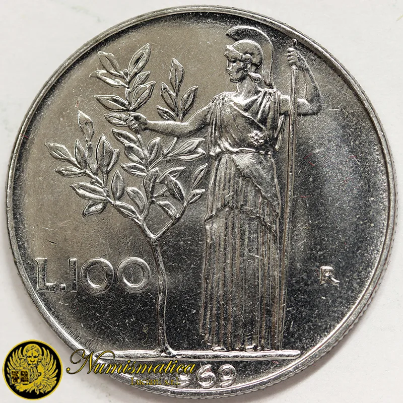 100 LIRE 1969 MINERVA REPUBBLICA ITALIANA Fdc da rotolino £14