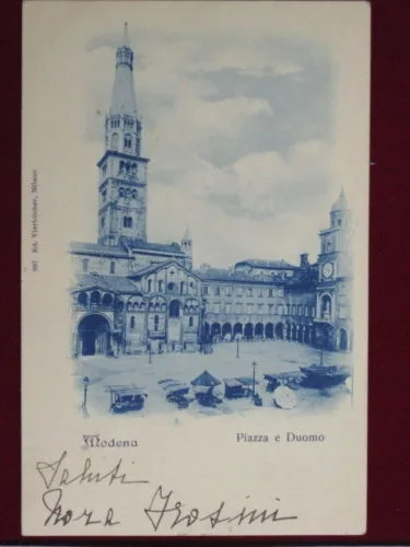 MODENA Piazza duomo con mercato viaggiata primo 900 #2262