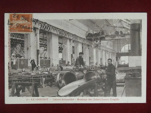 LE CREUSOT Montaggio Torpedini no viaggiata anni 10 f/p #8819
