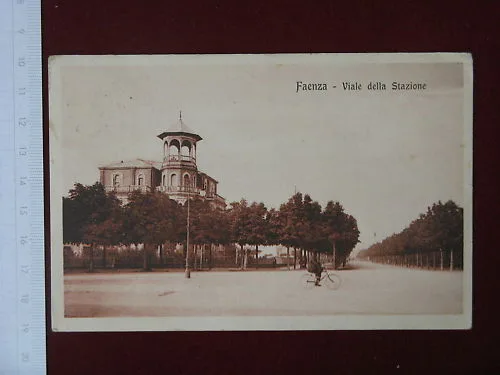 FAENZA Viale Stazione viaggiata manca francobollo anni 10 #3904