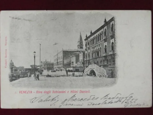 VENEZIA Hotel Danieli Riva Schiavoni viaggiata animata  anni 10 f/p #1530