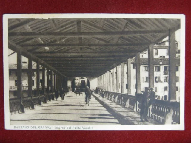 Bassano del Grappa Interno del Ponte Vecchio anni 30 viaggiata #11937