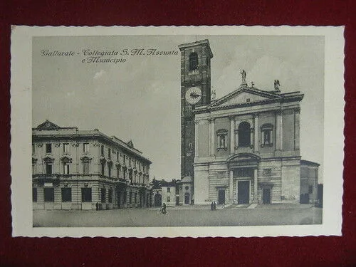 GALLARATE Collegiata e Municipio viaggiata anni 40 #10243