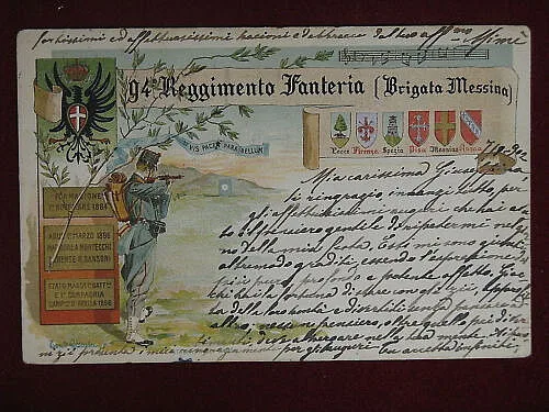 illustrata MESSINA 94° Reggimento Fanteria viaggiata “900 #9246