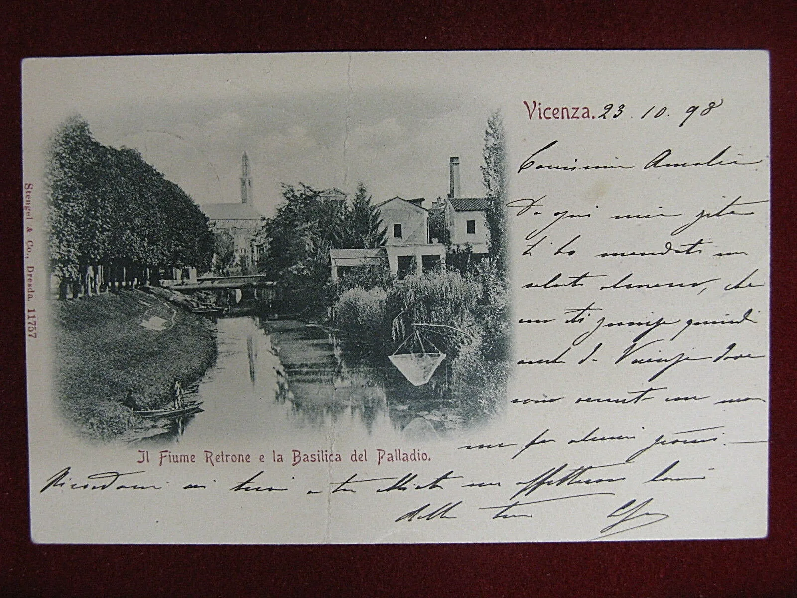 Vicenza Fiume e Basilica del Palladio 1898 viaggiata #11899