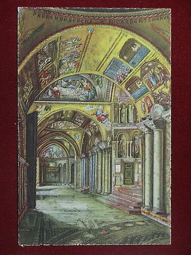 ILLUSTRATA VENEZIA Interno S. Marco viaggiata, anni 30 f/p #8649