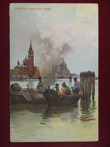 ILLUSTRATA VENEZIA Marina San Giorgio viaggiata, anni 20 f/p #8562