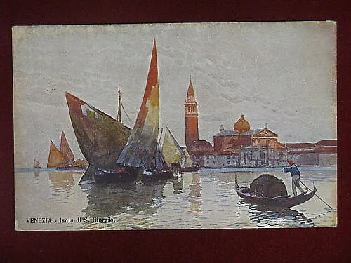 VENEZIA Isola S. Giorgio viaggiata illustrata anni 20 f/p #8661