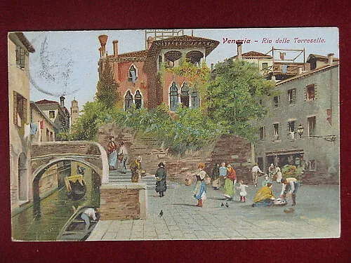 VENEZIA Rio Torreselle viaggiata illustrata anni 10 f/p #8666