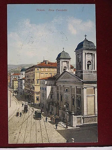 TRIESTE Riva Carciotti tram viaggiata anni 10 #6656