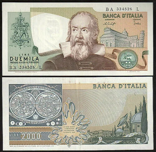 ITALIA 2000 LIRE 22-10-1976 Galileo Galilei Fds #BI 28