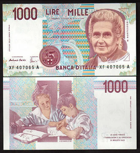 ITALIA 1000 Lire XF Montessori Fds #BI 17