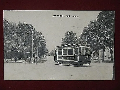 FERRARA VIALE CAVOUR TRAM ANNI 10 VIAGGIATA #5526