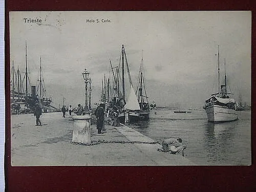 TRIESTE Molo imbarcazioni animata viaggiata anni 10 #5701