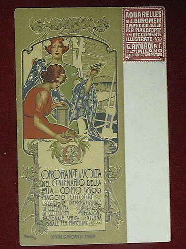 ILLUSTRATA HOHENSTEIN ADOLFO COMO 1899 Onoranze a Volta no viaggiata f/p #3162